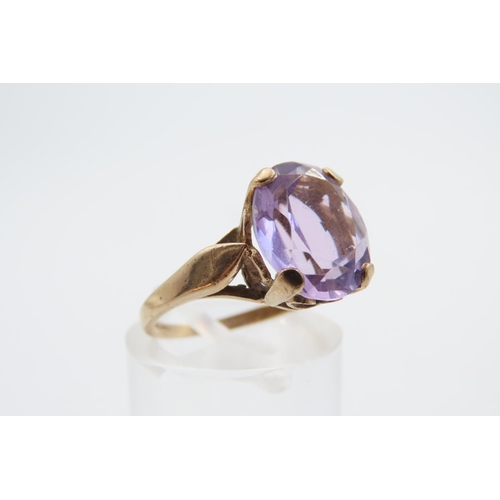 40 - Amethyst Ladies Centre Stone Ring Even Hue Four Claw Setting Mounted on 9 Carat Yellow Gold Band Rin... 