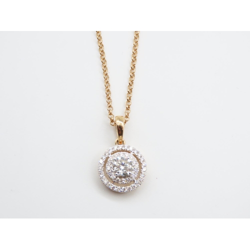 49 - Diamond Set Ladies Pendant Necklace Mounted on 18 Carat Yellow Gold Further Set on 18 Carat Gold Cha... 