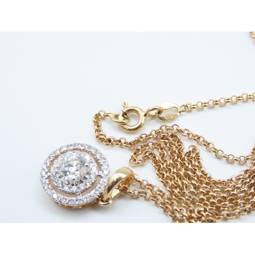 49 - Diamond Set Ladies Pendant Necklace Mounted on 18 Carat Yellow Gold Further Set on 18 Carat Gold Cha... 