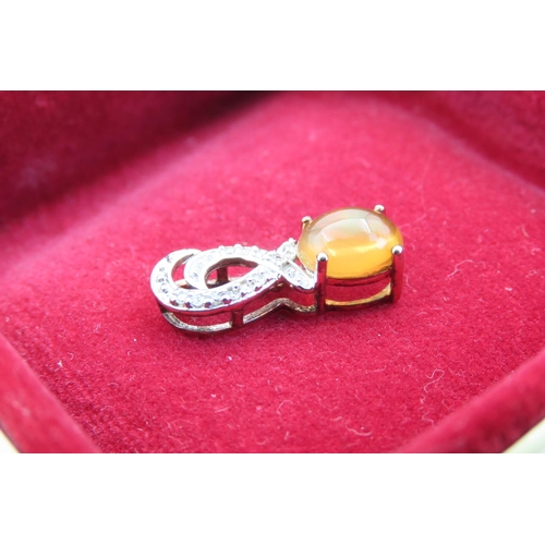 64 - 9 Carat Gemstone Set Ladies Pendant with Diamond Inset Decoration Approximatelyimately 2cm High