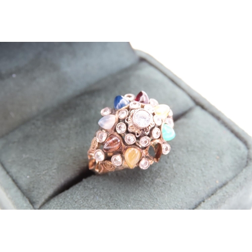 68 - Tutti Frutti Cluster Ring Including Sapphires, Emeralds, Garnets Ring Size L Mounted on 9 Carat Yell... 