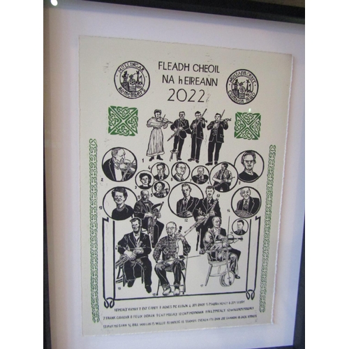 683 - Fleadh Cheoil Na hEireann 2022 Lithograph Poster Mullingar Remembers Approximately 20 Inches High x ... 