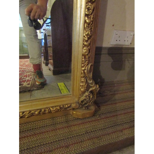 688 - Gilded Overmantle Mirror Dome Form Approximately 3ft 8 Inches Wide x 4ft High