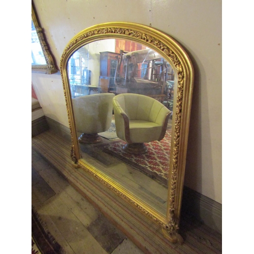 688 - Gilded Overmantle Mirror Dome Form Approximately 3ft 8 Inches Wide x 4ft High