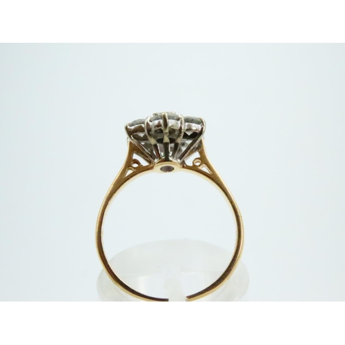 69 - Diamond Cluster Ring Mounted on 18 Carat Yellow Gold Band Ring Size N