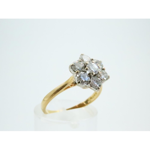 69 - Diamond Cluster Ring Mounted on 18 Carat Yellow Gold Band Ring Size N