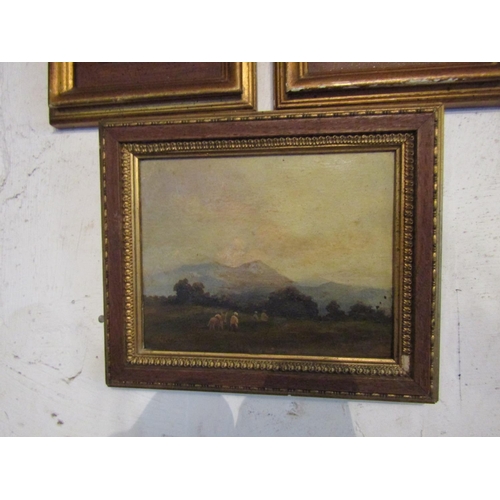 691 - Three Antique Oil Paintings Landscapes Largest Approximately 5 Inches High x 6 Inches Wide