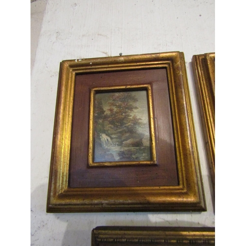 691 - Three Antique Oil Paintings Landscapes Largest Approximately 5 Inches High x 6 Inches Wide