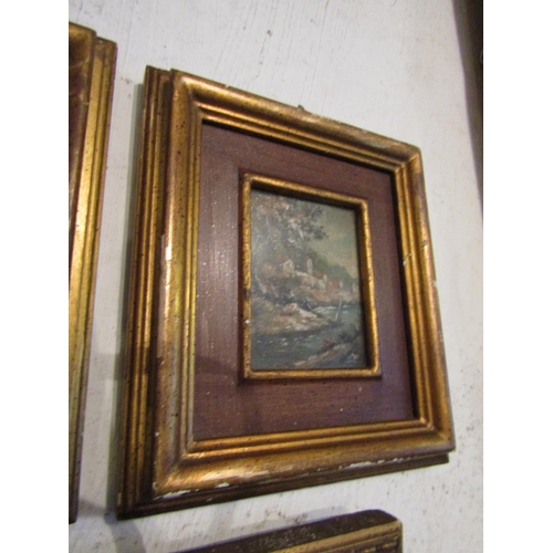 691 - Three Antique Oil Paintings Landscapes Largest Approximately 5 Inches High x 6 Inches Wide