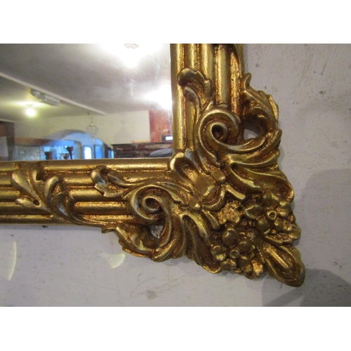 692 - Square Form Carved Giltwood Wall Mirror Reeded Surround Decoration Approximately 3ft x 3ft