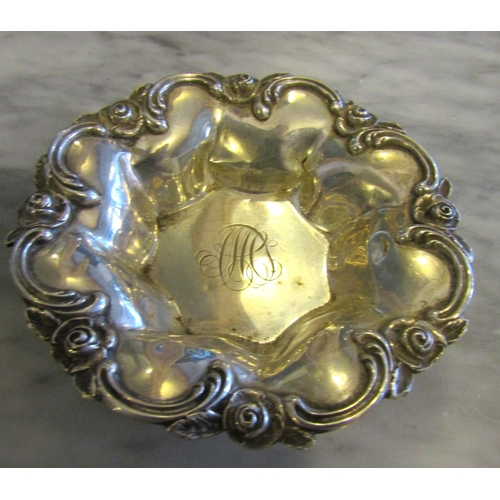 696 - Edwardian Silver Bon Bon Dish Circular Shaped Form Rose Motifs Approximately 5 Inches Diameter