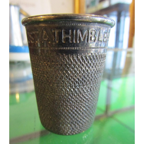 698 - Silver Whiskey Tot Engraved with Lettering Just a Thimble Full Approximately 3 Inches High