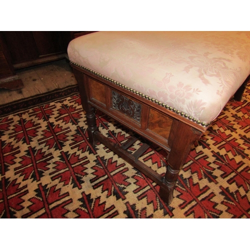 699 - Antique Burr Walnut Window or Duet Stool Marquetry Decorated Lift Up Top Approximately 3ft 6 Inches ... 