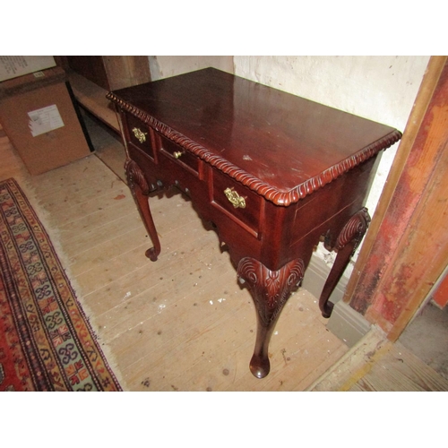 704 - Chippendale Mahogany Three Drawer Low Boy Gadrooned Edge Decoration Approximately 22 Inches Wide x 3... 