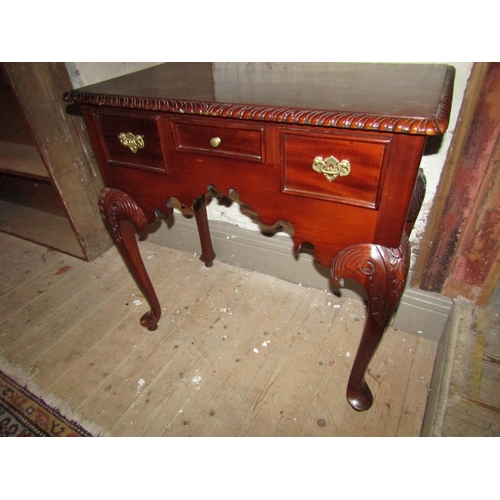 704 - Chippendale Mahogany Three Drawer Low Boy Gadrooned Edge Decoration Approximately 22 Inches Wide x 3... 