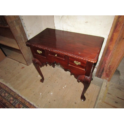 704 - Chippendale Mahogany Three Drawer Low Boy Gadrooned Edge Decoration Approximately 22 Inches Wide x 3... 