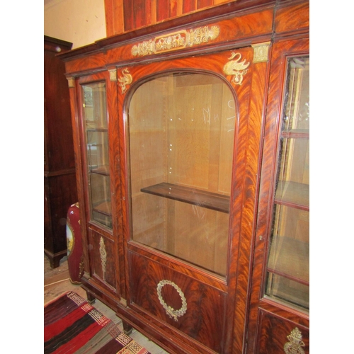 710 - Regency Empire Bookcase Attractively Detailed Ormolu Mounts Figured Mahogany Shelved Interior Approx... 