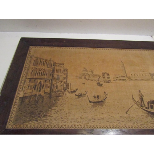 720 - Rosewood Framed Tapestry Panel Venice Approximately 5ft Wide