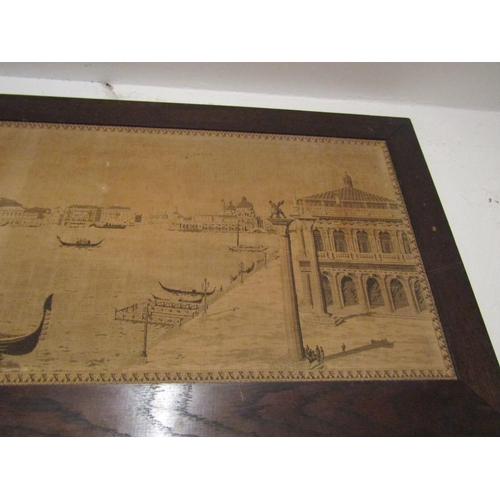 720 - Rosewood Framed Tapestry Panel Venice Approximately 5ft Wide