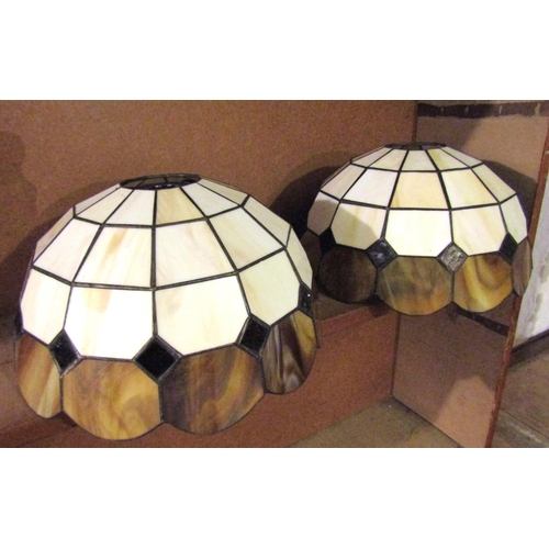 727 - Pair of Stained Glass Leaded Light Shades Each Approximately 14 Inches Diameter