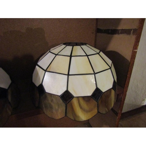 727 - Pair of Stained Glass Leaded Light Shades Each Approximately 14 Inches Diameter