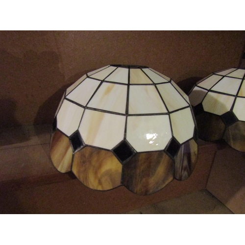 727 - Pair of Stained Glass Leaded Light Shades Each Approximately 14 Inches Diameter