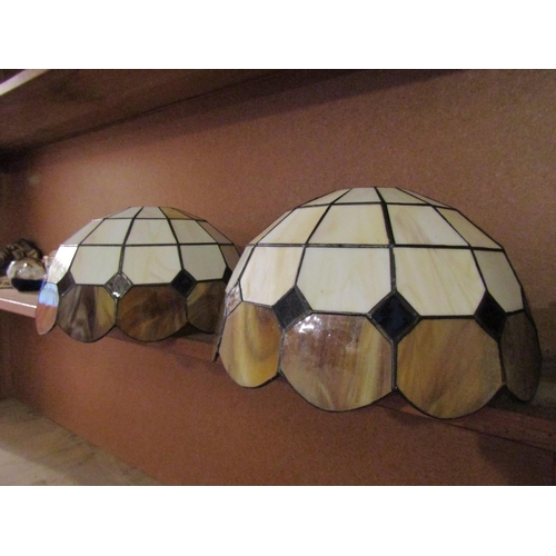 727 - Pair of Stained Glass Leaded Light Shades Each Approximately 14 Inches Diameter