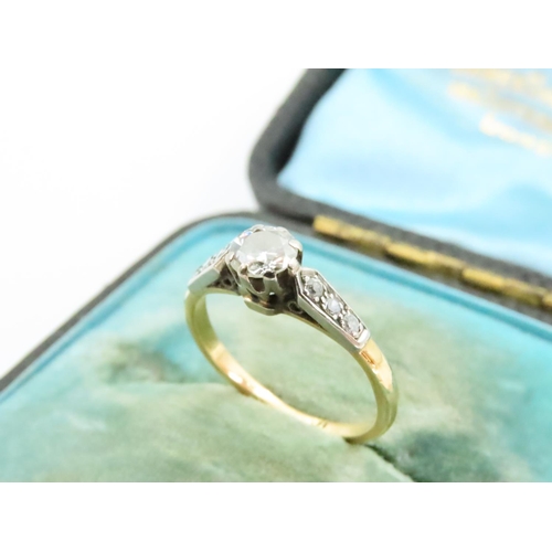 80 - Diamond Solitaire Ring Mounted on 18 Carat Gold Band Set in Platinum with Further Diamond Set Should... 