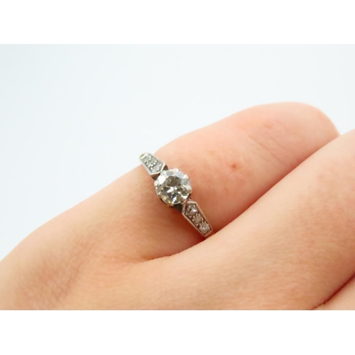 80 - Diamond Solitaire Ring Mounted on 18 Carat Gold Band Set in Platinum with Further Diamond Set Should... 