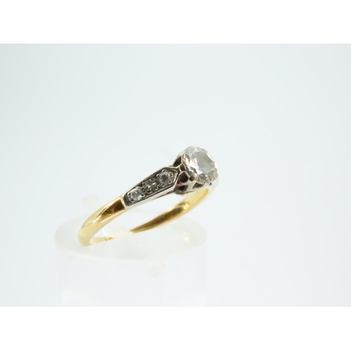 80 - Diamond Solitaire Ring Mounted on 18 Carat Gold Band Set in Platinum with Further Diamond Set Should... 