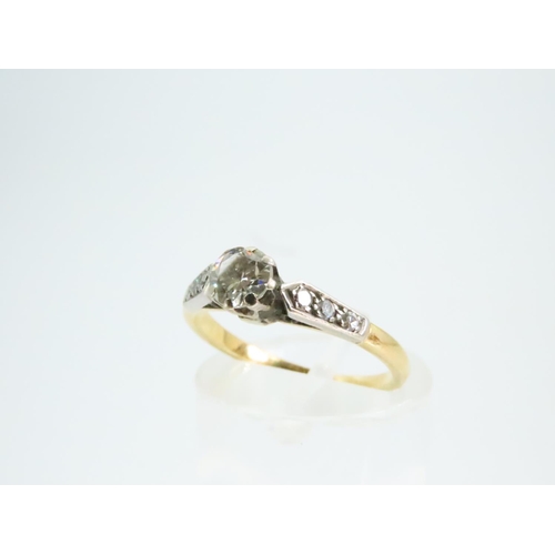 80 - Diamond Solitaire Ring Mounted on 18 Carat Gold Band Set in Platinum with Further Diamond Set Should... 