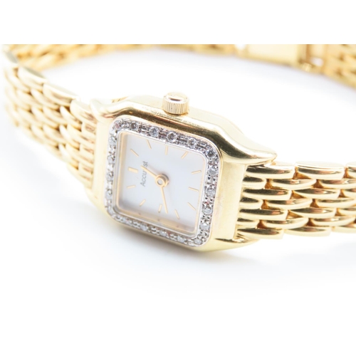 82 - 9 Carat Yellow Gold Accurist Ladies Watch Diamond Set Bezel Good Original Condition Rarely Worn by V... 