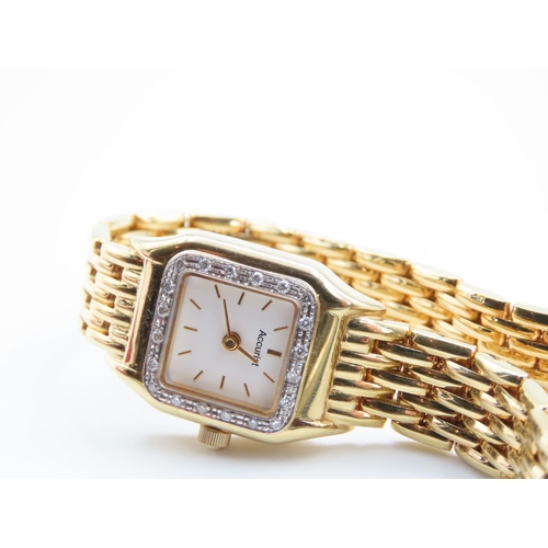 82 - 9 Carat Yellow Gold Accurist Ladies Watch Diamond Set Bezel Good Original Condition Rarely Worn by V... 