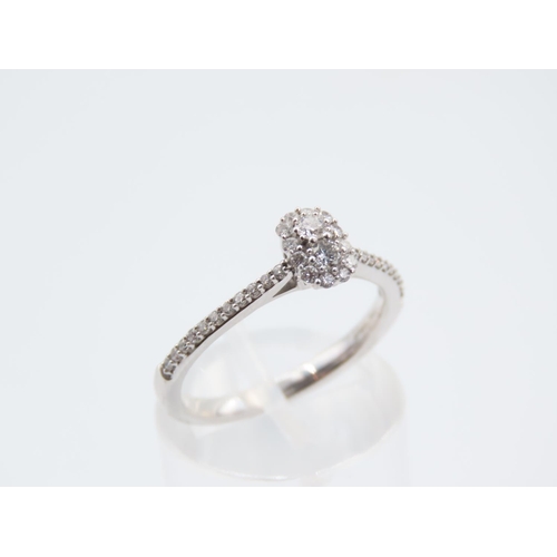 87 - Goldsmiths 18 Carat White Gold Diamond Set Ladies Ring Size N Attractively Detailed with Original Pr... 