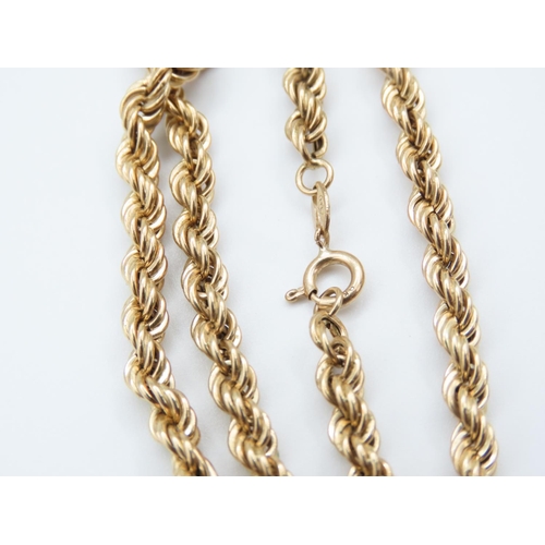 96 - 9 Carat Yellow Gold Ladies Rope Form Necklace 52cm Long