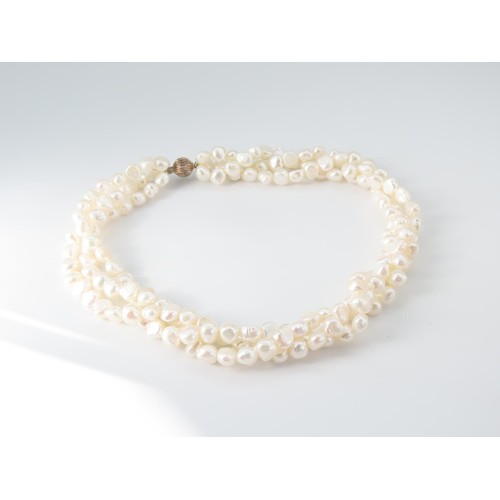 377 - Silver Clasp Mutli-Strand Bracelet of Pearls Attractive Hue