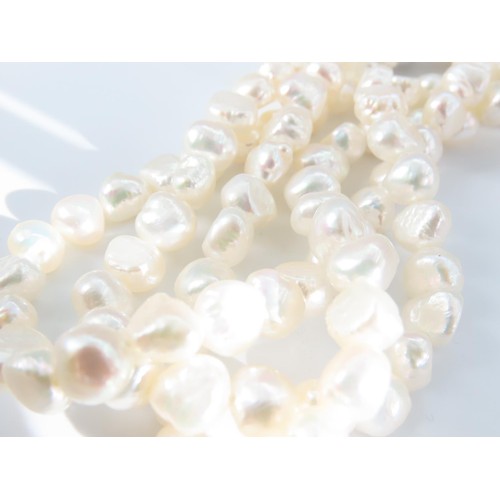 377 - Silver Clasp Mutli-Strand Bracelet of Pearls Attractive Hue