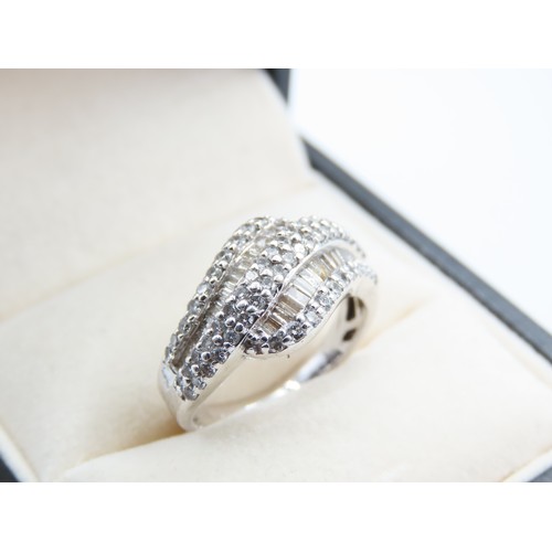 293 - 18 Carat White Gold Diamond Set Ladies Ring Size J Attractively Detailed