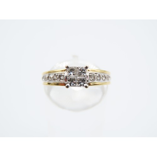 298 - Diamond Set 18 Carat Yellow Gold Ring Four Claw Setting Further Diamond Decoration to Shoulders Ring... 