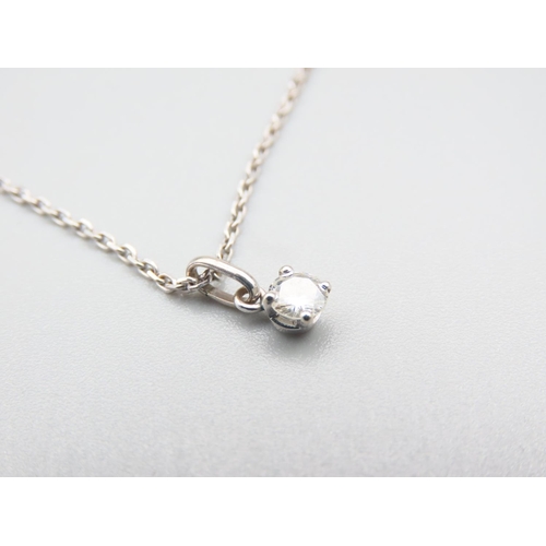 1 - Platinum Set Diamond Solitaire Pendant Necklace Mounted on Platinum Chain 46cm Long