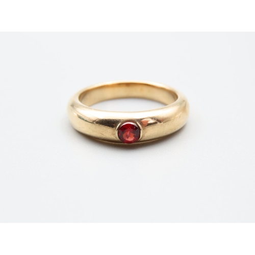 100 - Ruby Centre Stone Ring Mounted on 9 Carat Yellow Gold Band Ring Size Q