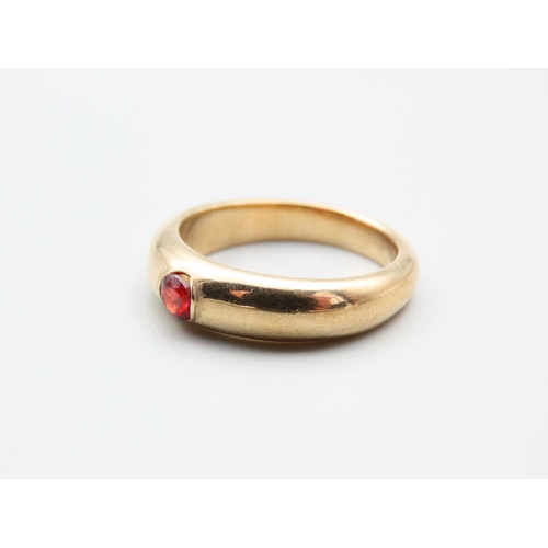 100 - Ruby Centre Stone Ring Mounted on 9 Carat Yellow Gold Band Ring Size Q