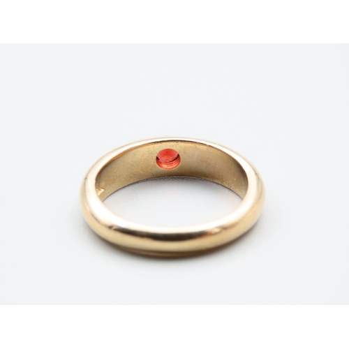 100 - Ruby Centre Stone Ring Mounted on 9 Carat Yellow Gold Band Ring Size Q