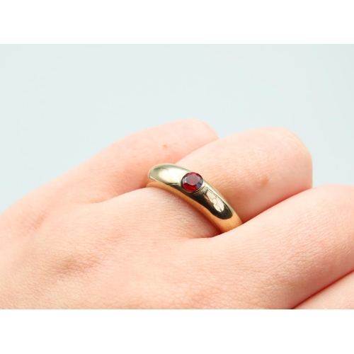 100 - Ruby Centre Stone Ring Mounted on 9 Carat Yellow Gold Band Ring Size Q