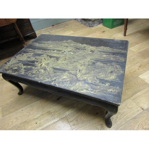 Perret and Vibert French Lacquer Work Oriental Inspired Coffee Table Rectangular Form Approximately 42 Inches Long x 30 Inches Wide