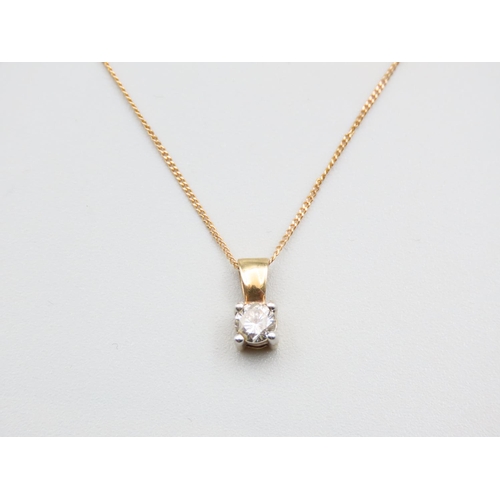 Diamond Pendant Necklace Set in 9 Caray Yellow Gold Further Mounted on 9 Carat Yellow Gold Chain 44cm Long Approximately