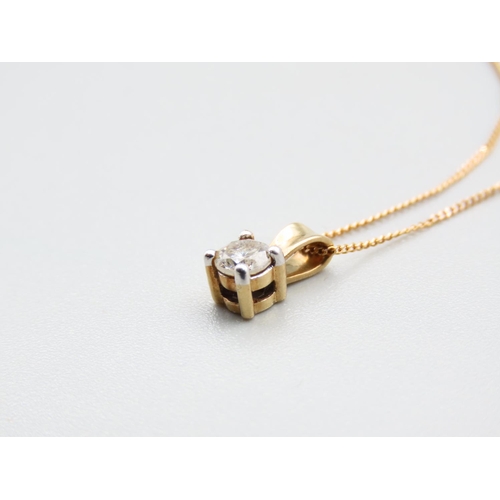 109 - Diamond Pendant Necklace Set in 9 Caray Yellow Gold Further Mounted on 9 Carat Yellow Gold Chain 44c... 