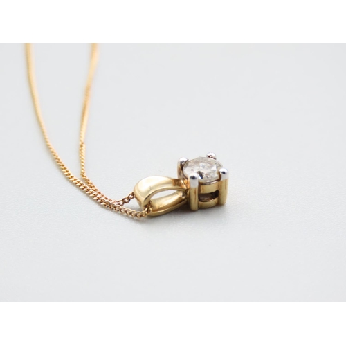 109 - Diamond Pendant Necklace Set in 9 Caray Yellow Gold Further Mounted on 9 Carat Yellow Gold Chain 44c... 