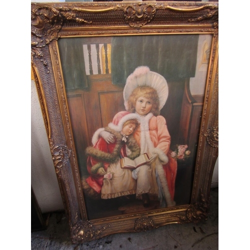 Picture of Two Children 3ft High x 2ft Wide Contained within Gilded Frame