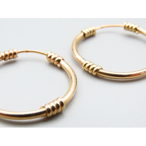 113 - Pair of 9 Carat Yellow Gold Ladies Hoop Earrings with Incised Detailing Each 3cm Diameter